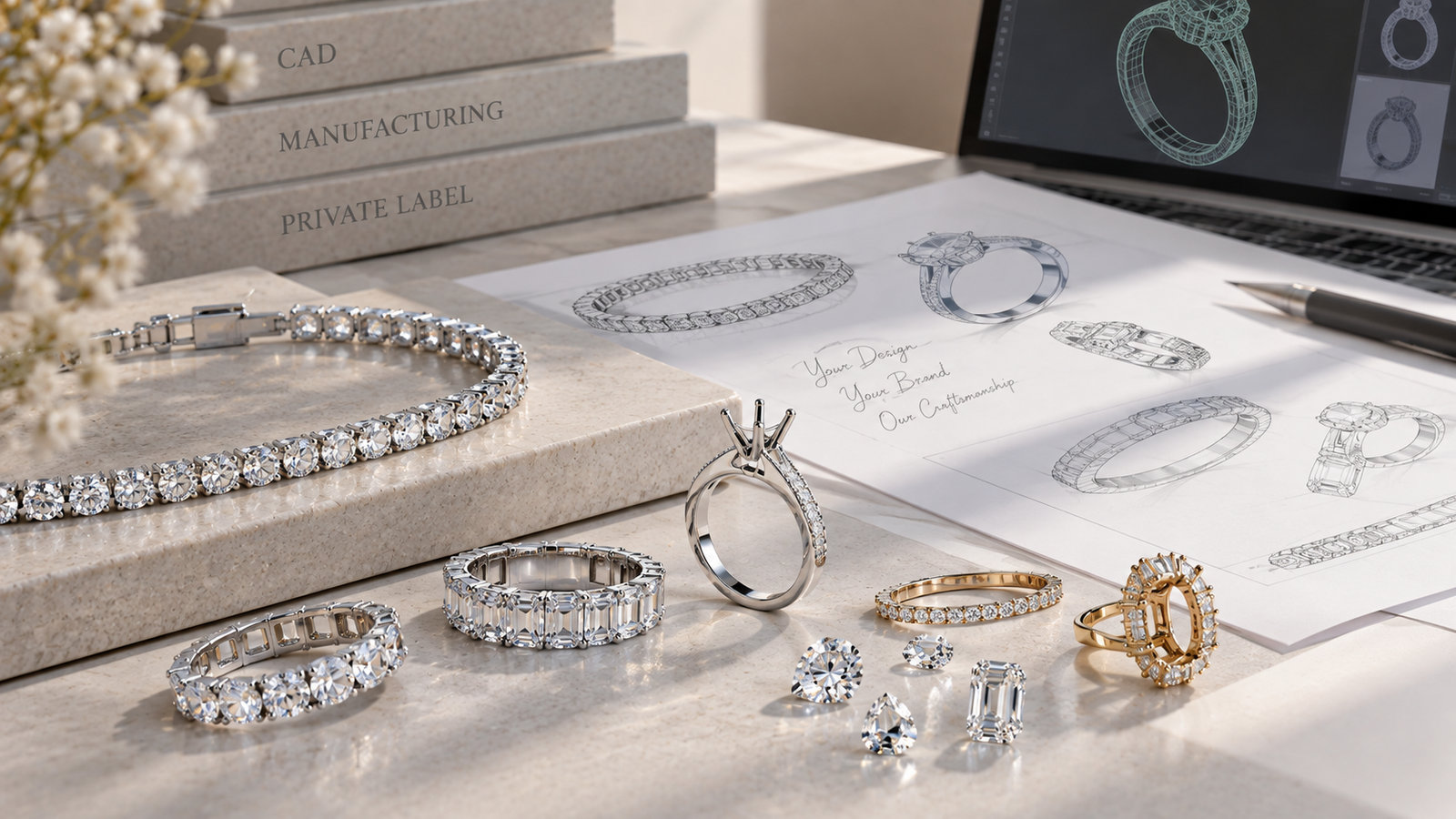 Lab-grown diamond jewelry made for trade buyers